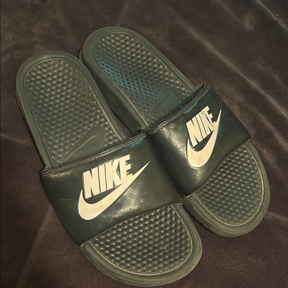 Nike Black and Gray Slide Sandals